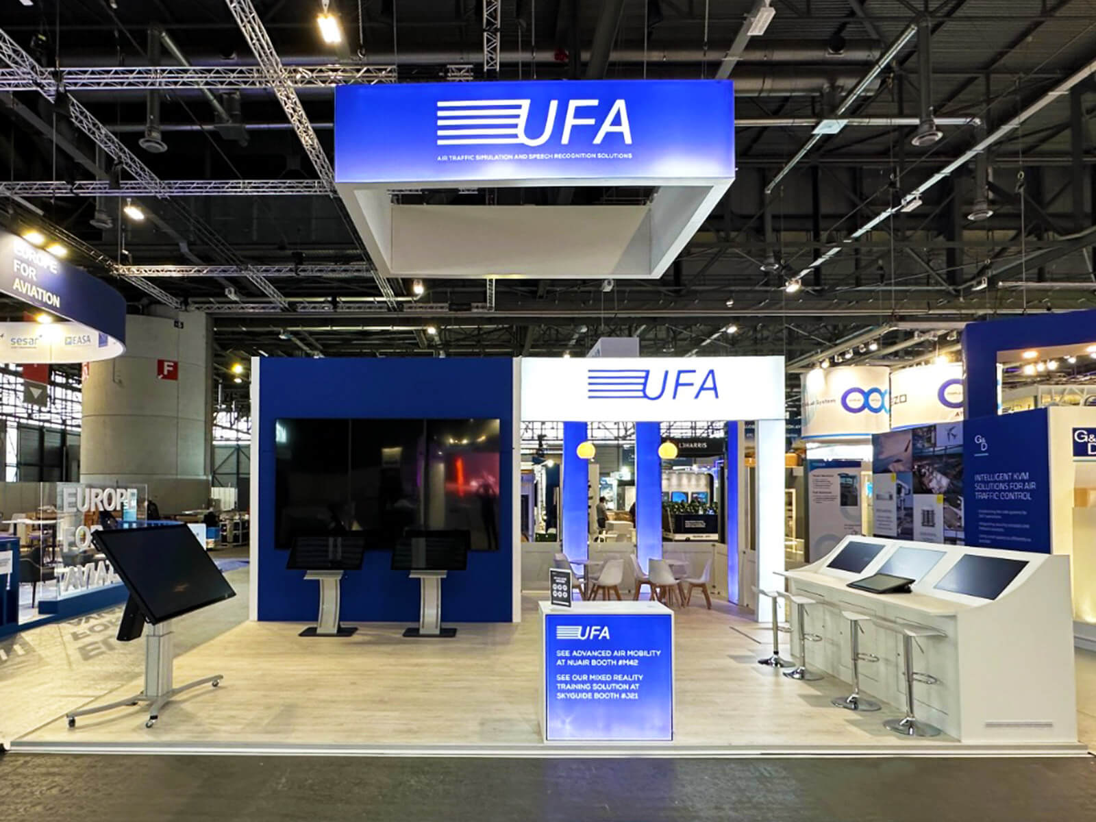 Exhibition stand for UFA at World Aviation Festival, Amsterdam
